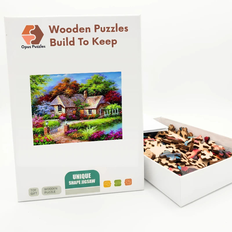 Storybook Cottage Pond Wooden Puzzle – packaged wooden puzzle gift box