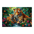 Tiger Family Jungle round wooden puzzle