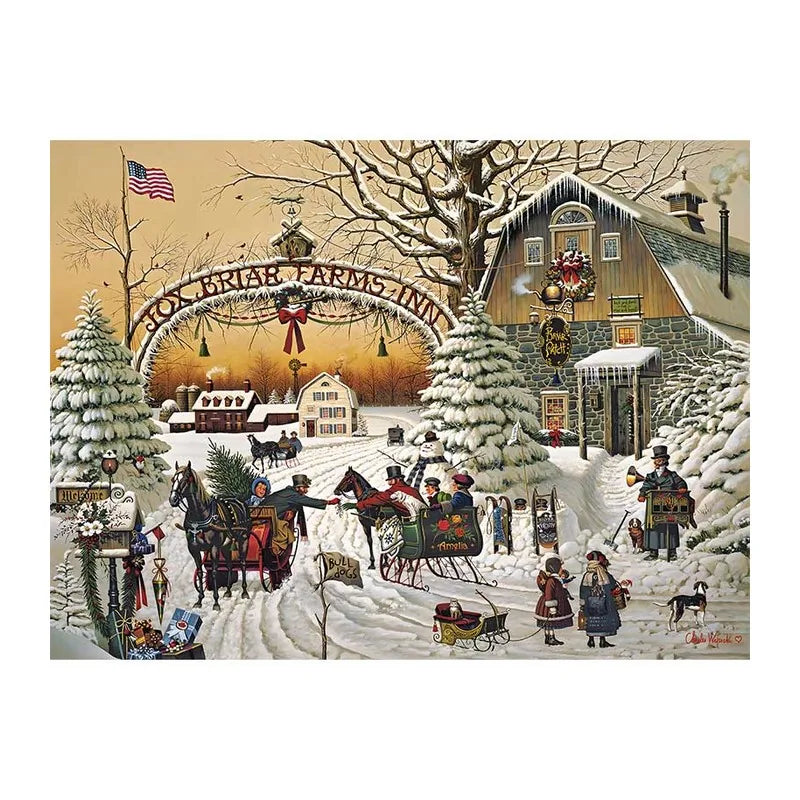 Holly Briar Farms Inn round wooden puzzle