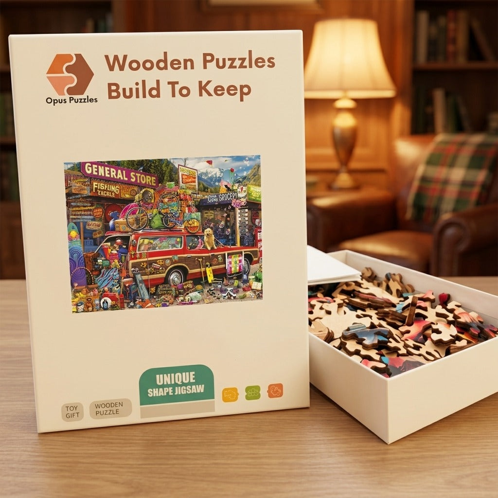 General Store Roadtrip Wooden Puzzle – packaged wooden puzzle gift box