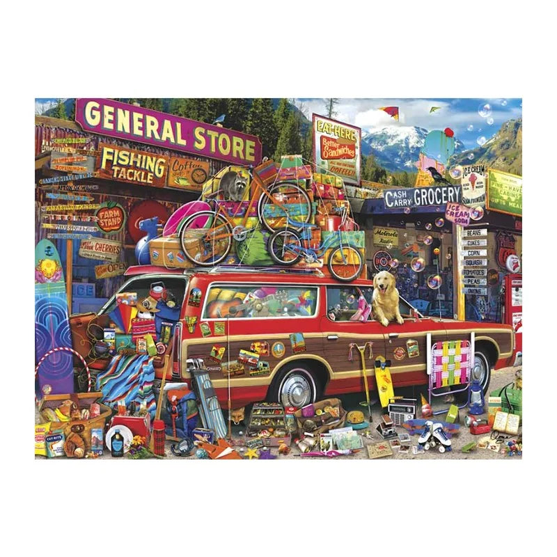 General Store Roadtrip round wooden puzzle