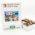 Winter Cabin Bonfire Wooden Puzzle – packaged wooden puzzle gift box