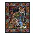 Ocelot Folk Tapestry round wooden puzzle