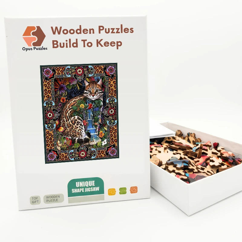 Ocelot Folk Tapestry Wooden Puzzle – packaged wooden puzzle gift box