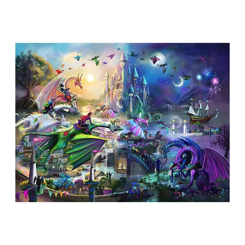 Dragon Castle Kingdom round wooden puzzle