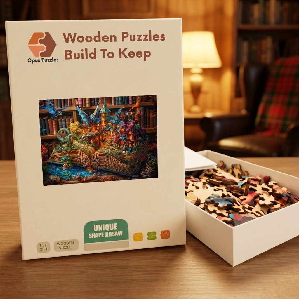 Storybook Town Pages Wooden Puzzle – packaged wooden puzzle gift box