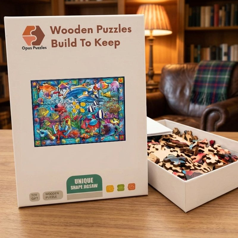 Reef Stained Glass Wooden Puzzle – packaged wooden puzzle gift box