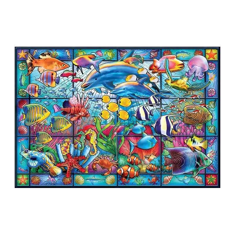 Reef Stained Glass round wooden puzzle