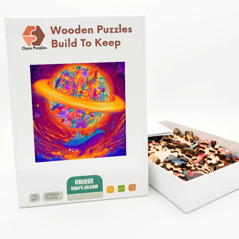Saturn Flower Planet Wooden Puzzle – packaged wooden puzzle gift box