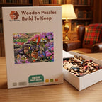 Garden Birdbath Gathering Wooden Puzzle – packaged wooden puzzle gift box