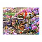 Garden Birdbath Gathering round wooden puzzle