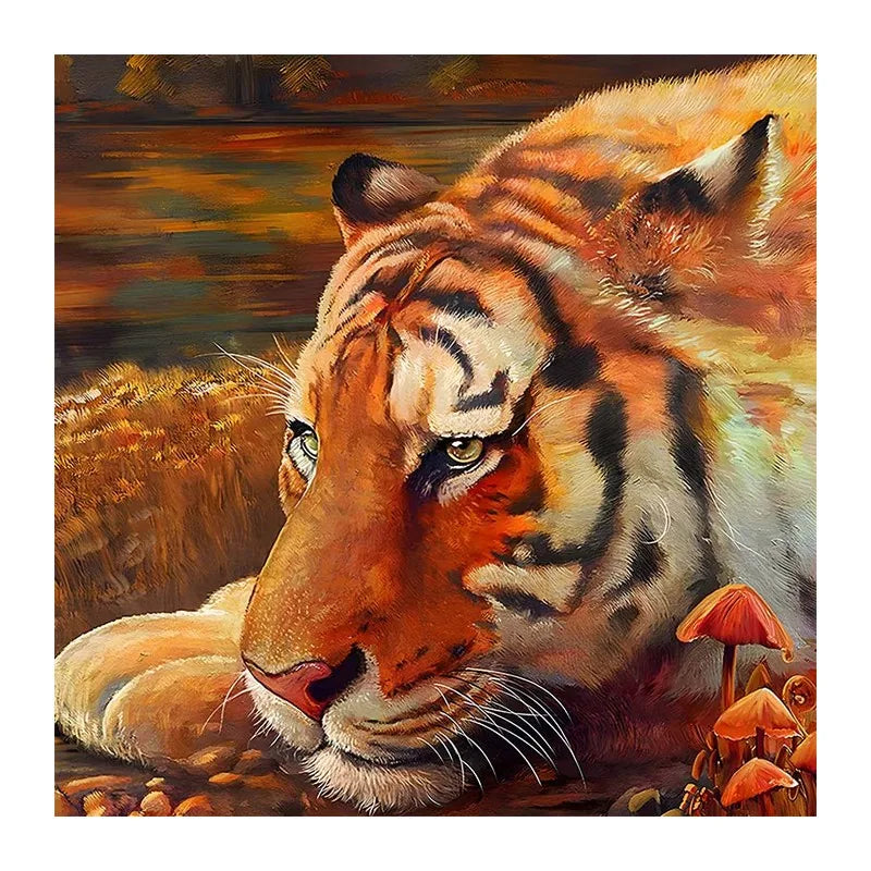 Autumn Tiger Rest round wooden puzzle