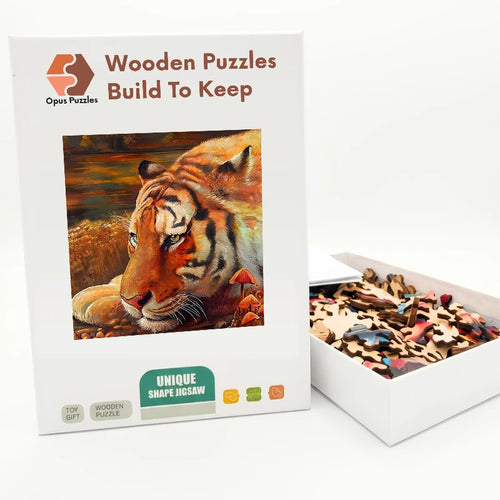 Autumn Tiger Rest Wooden Puzzle – packaged wooden puzzle gift box