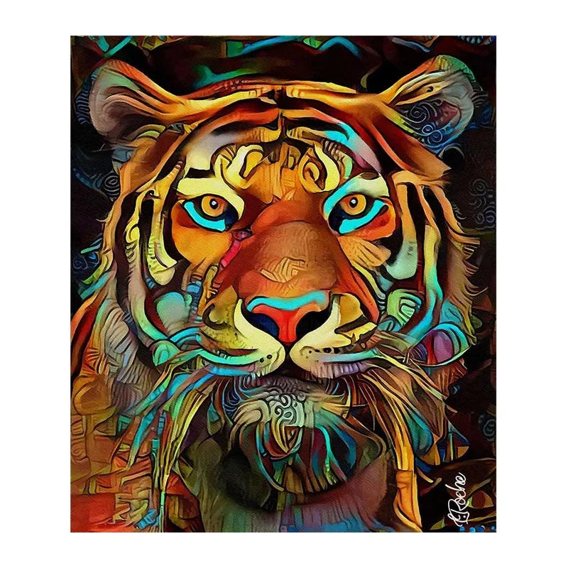 Mosaic Tiger Gaze round wooden puzzle