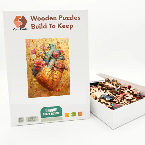 Anatomical Heart Bloom Wooden Puzzle – packaged wooden puzzle gift box