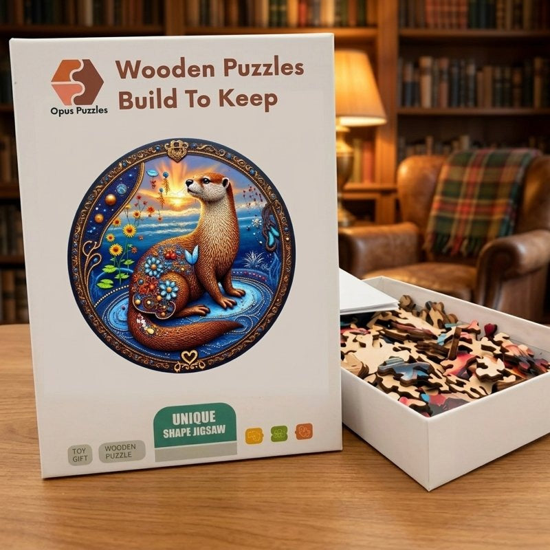 Folk Otter Wooden Puzzle – packaged wooden puzzle gift box