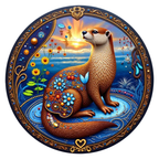 Folk Otter round wooden puzzle