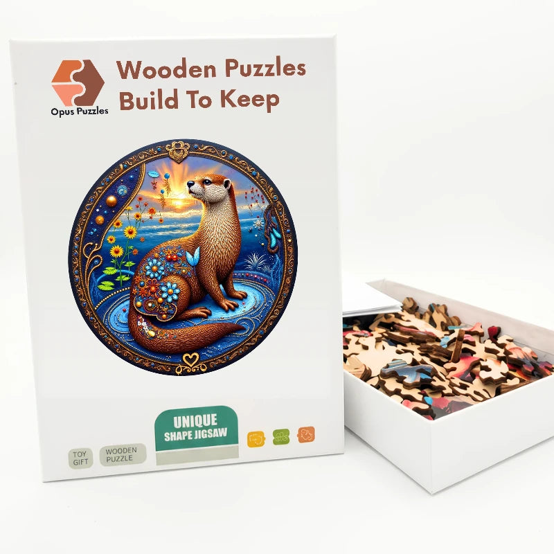 Folk Otter Wooden Puzzle – packaged wooden puzzle gift box