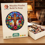 Stained-Glass Cross Wooden Puzzle – packaged wooden puzzle gift box