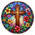 Stained-Glass Cross round wooden puzzle