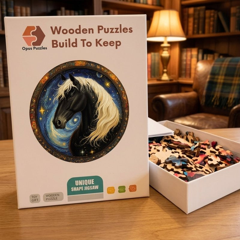 Starlit Horse Wooden Puzzle – packaged wooden puzzle gift box