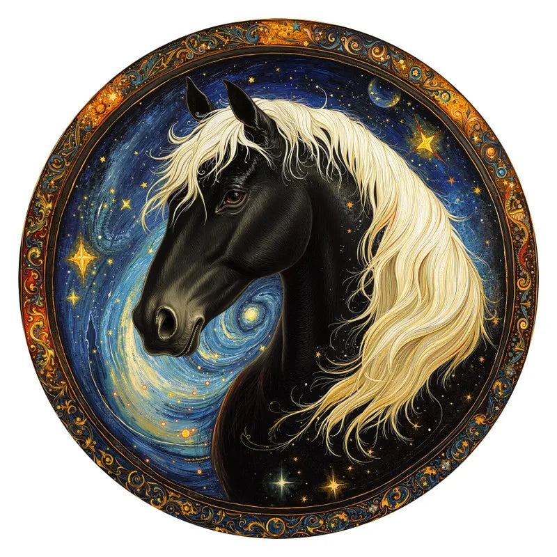 Starlit Horse round wooden puzzle