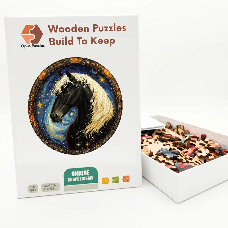 Starlit Horse Wooden Puzzle – packaged wooden puzzle gift box