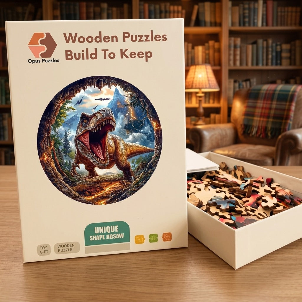Roaring T-Rex Wooden Puzzle – packaged wooden puzzle gift box