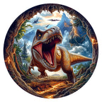 Roaring T-Rex round wooden puzzle