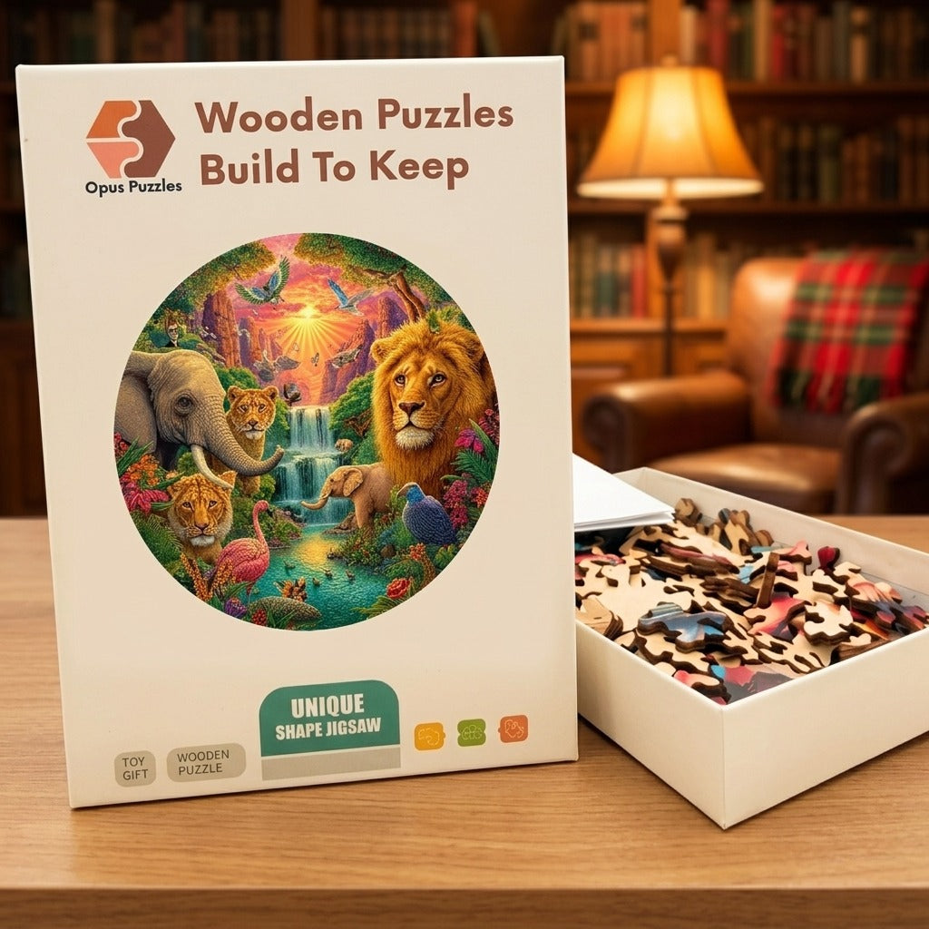 Jungle Oasis Wooden Puzzle – packaged wooden puzzle gift box