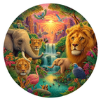 Jungle Oasis round wooden puzzle