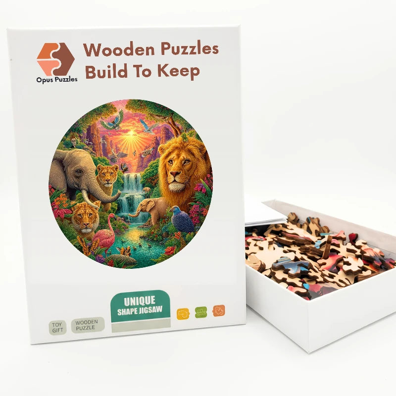 Jungle Oasis Wooden Puzzle – packaged wooden puzzle gift box