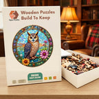 Stained Glass Owl Wooden Puzzle – packaged wooden puzzle gift box