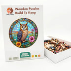 Stained Glass Owl Wooden Puzzle – packaged wooden puzzle gift box