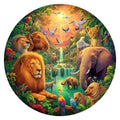Jungle Watering Hole round wooden puzzle