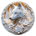 Carved Wolf Relief round wooden puzzle