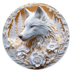 Carved Wolf Relief round wooden puzzle