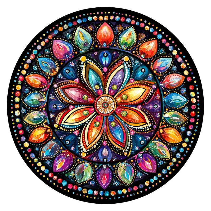 Jewel Mandala round wooden puzzle