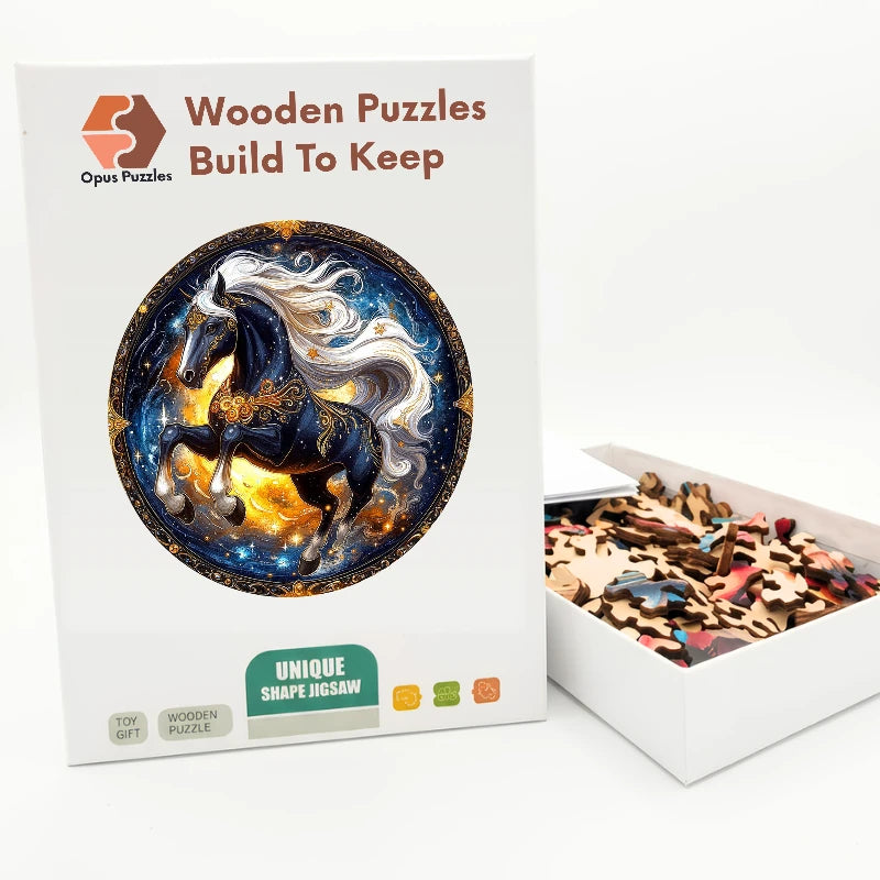Cosmic Stallion Wooden Puzzle – packaged wooden puzzle gift box