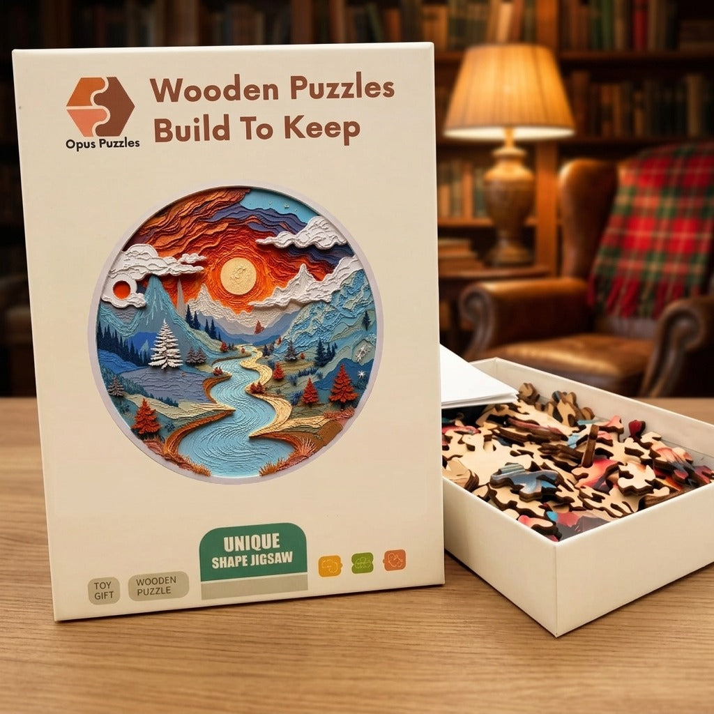Paper Mountain River Wooden Puzzle – packaged wooden puzzle gift box