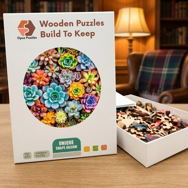 Succulent Garden Wooden Puzzle – packaged wooden puzzle gift box