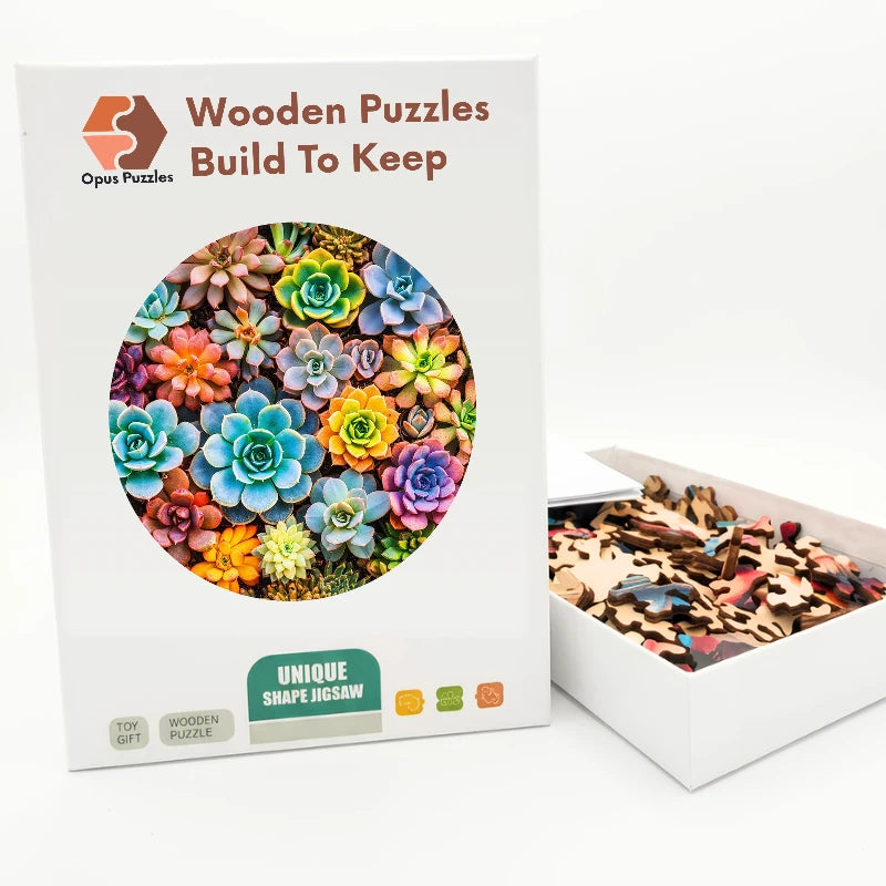 Succulent Garden Wooden Puzzle – packaged wooden puzzle gift box