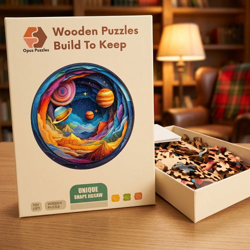 Cosmic Voyage Wooden Puzzle – packaged wooden puzzle gift box