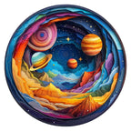 Cosmic Voyage round wooden puzzle