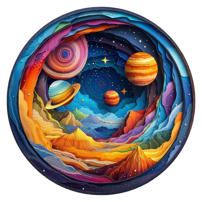 Cosmic Voyage round wooden puzzle