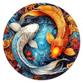 Koi Yin Yang round wooden puzzle