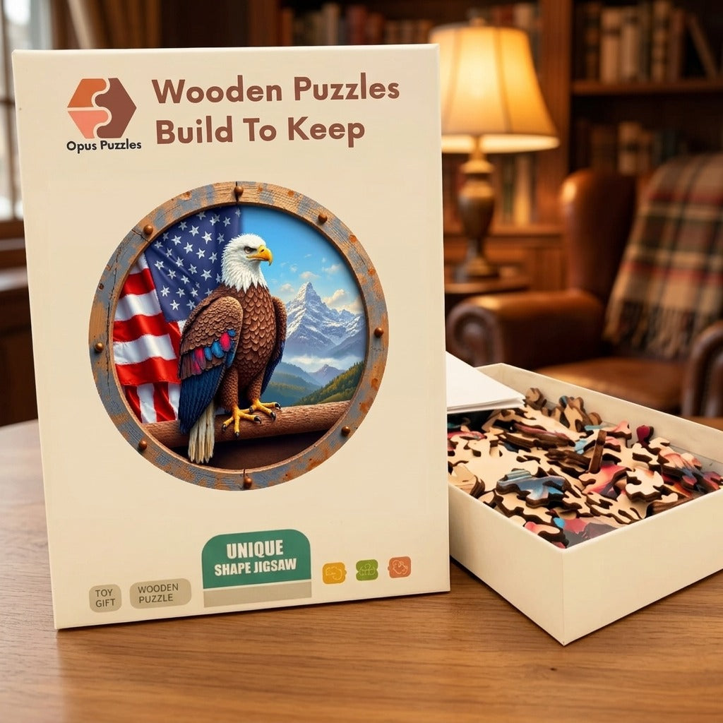 American Eagle Wooden Puzzle – packaged wooden puzzle gift box