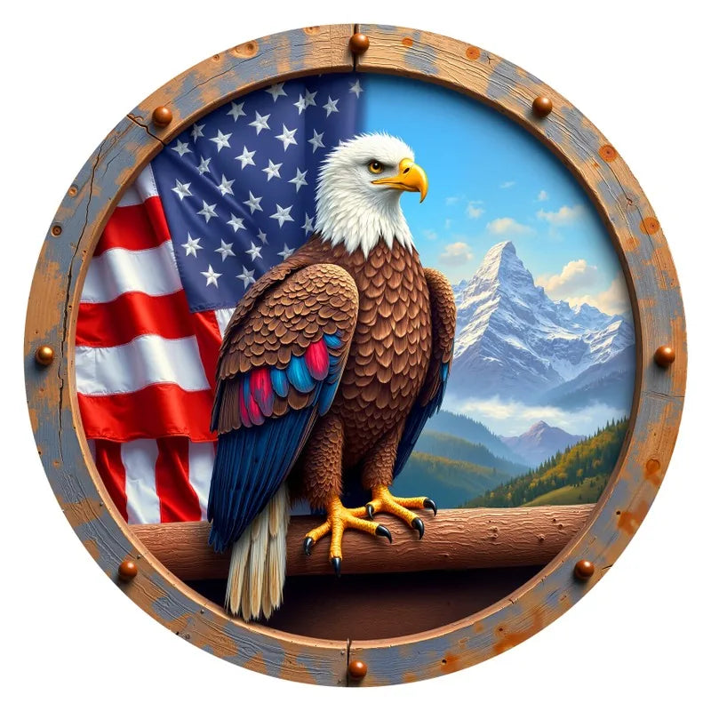 American Eagle round wooden puzzle