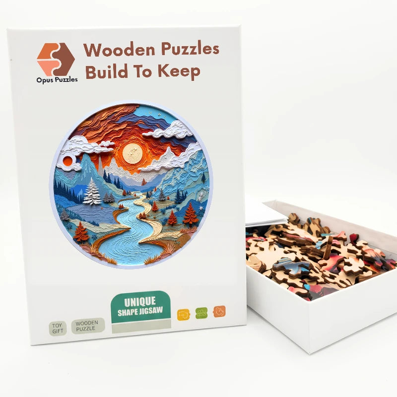 Paper Mountain River Wooden Puzzle – packaged wooden puzzle gift box