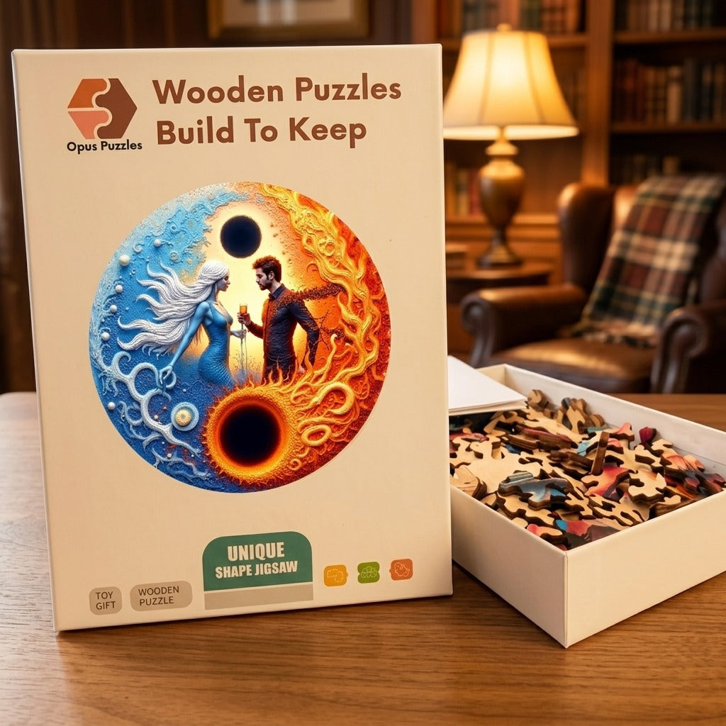 Fire And Ice Wooden Puzzle – packaged wooden puzzle gift box